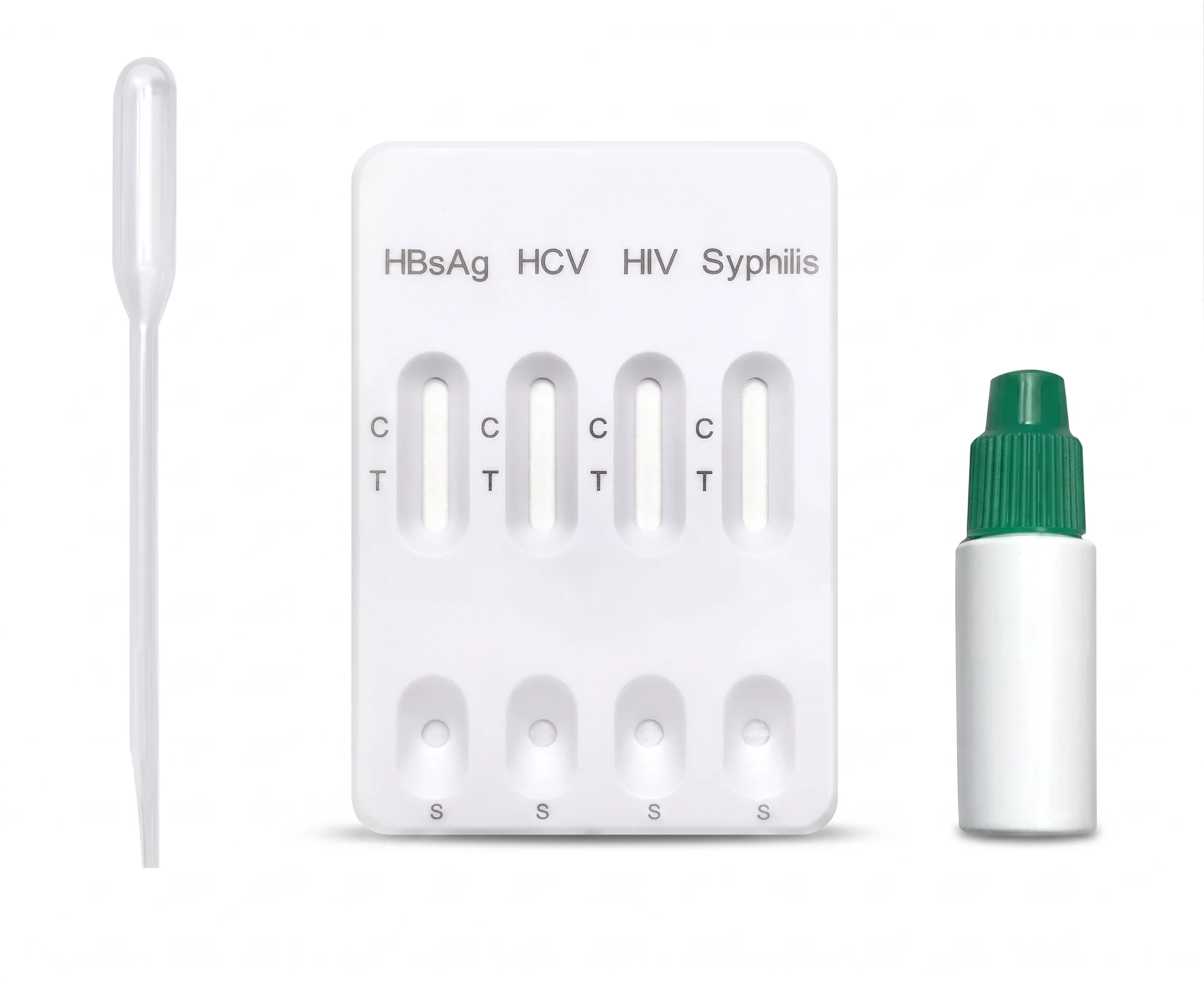 HBsAg HCV HIV Syphilis 4-in-1 combo rapid test lateral flow immunoassay OEM
